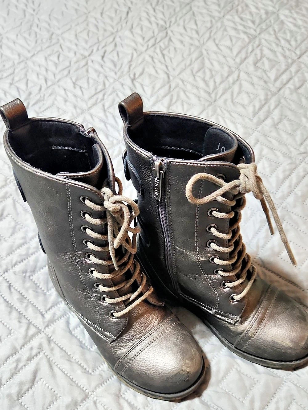 Girls JOSINY Combat Moto Boots Brown